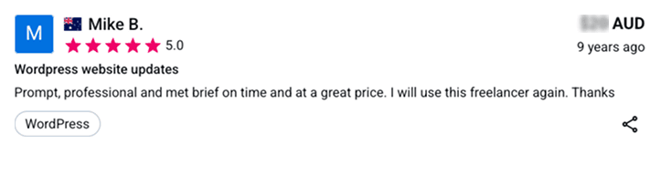 Freelancer.com testimonial
