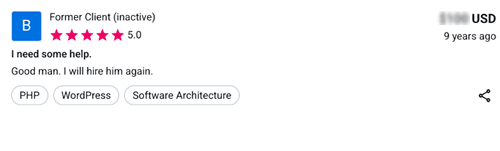 Freelancer.com testimonial
