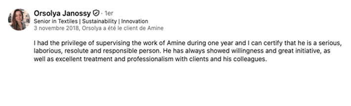 LinkedIn testimonial